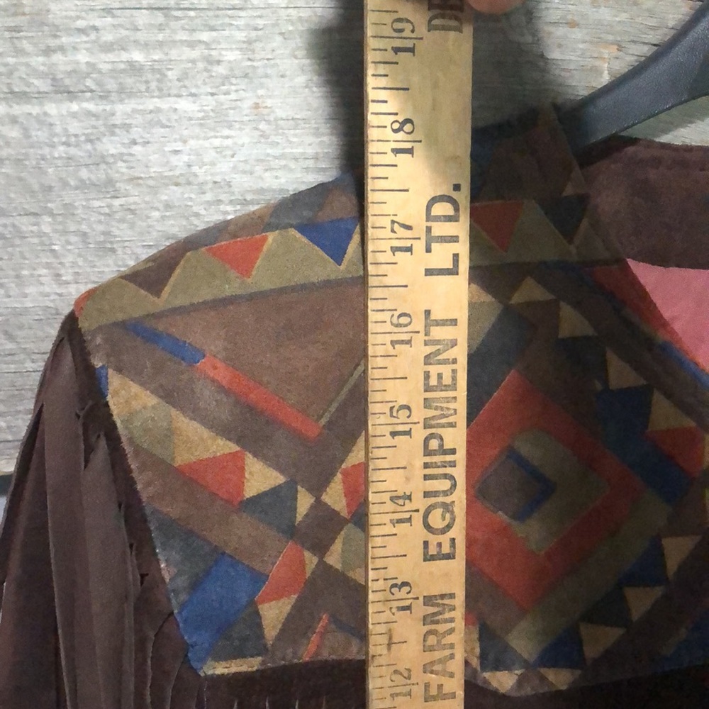 Vintage Suede Leather Aztec Navajo fringe crop jacket - Picture 6 of 12